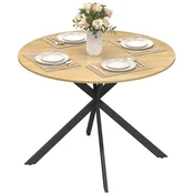 HOMCOM HOMCOM jedilna miza, iverna plošča, jeklo 100D x 100Š x 75V cm, hrast, (5000242598)
