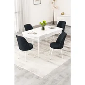 Hanah Home trpezarijski set Rax, sto na razvlacenje i 4 stolice, bela ploca, antracit tkanina Babyface