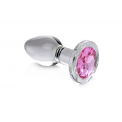Steklen analni čep Pink Gem, medium