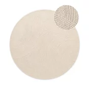 Ročno tkana volnena okrogla preproga v svetli naravni barvi o 150 cm Eleni Natural White – Hanse Home