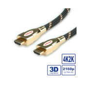 ROLINE Roline HDMI priključni kabel HDMI-A  vtič\, HDMI-A  vtič 3.00 m črna/zlata 11.04.5692 #####4K UHD\, dvojno oklopljen HDMI kabel, (20415549)