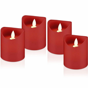 Goobay LED rdeča namizna sveča 7.5x10cm set 4