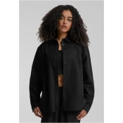 Womens linen mixed oversized shirt black