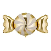 PartyDeco Folijski balon - Božična sladkarija bež-zlata 113 x 54 cm
