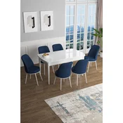 Hanah Home Set Trpezarijski sto i 6 stolica Han, Plavo-beli