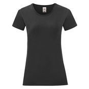 Iconic Black Womens T-shirt in combed cotton Fruit of the Loom