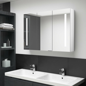 LED kupaonski ormaric s ogledalom 89 x 14 x 62 cm sjajni bijeli