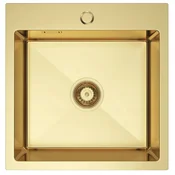 shumee Enojno korito Nayes 46x45 satenasto zlato PVD plus sifon