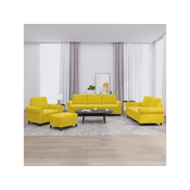 4-dijelni set sofa s jastucima žuti baršunasti