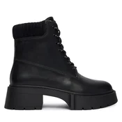 Coach LEAH PLATFORM LEATHER LACE-UP BOOTIE Crna