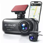 Farrot Avto kamera 4K UHD z Wi-Fi, GPS, HDR, nočnim načinom, funkcijo parkiranja in mobilno aplikacijo, zadnja kamera