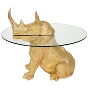 Casa Padrino luxury side table rhino gold A� 65 x H. 55 cm - Round resin table with glass top - Living room furniture - Luxury furniture - Luxury furnishings - Living room furnishings