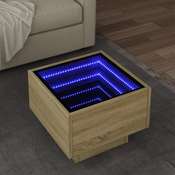 Bocni stolic LED boja hrasta 40 x 40 x 30 cm konstruirano drvo