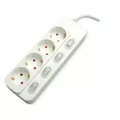 VALUE Produžni kabel s 4 utičnice, 4 odvojeno uključiva/isključiva priključka, 3 m, bijeli 19.99.0941-10