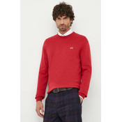 Pulover s dodatkom vune La Martina za muškarce, boja: crvena, lagani