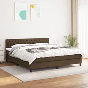 Greatstore Box spring postelja z vzmetnico temno rjava 180x200 cm blago
