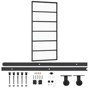 Vidaxl Drsna vrata z opremo ESG steklo in aluminij 90x205 cm