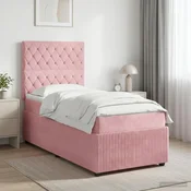vidaXL Postelja boxspring z vzmetnico Roza 80 x 200 cm Žamet
