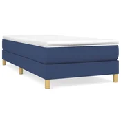 Vidaxl Posteljni okvir z vzmetmi Modra 90x200cm Tkanina