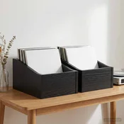 Kutija za LP ploce 2 kom. Crni hrast 23 x 33 x 16 cm