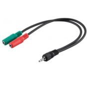 Goobay adapter za PC slušalke, 1x 3.5 mm AUX 4-pin to 2x 3.5 mm AUX 3-pin