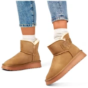 primohurt Womens snow boots made of natural leather, womens insulated boots, beige winter shoes