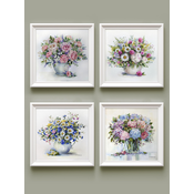 Home Gallery Set od 4 uramljene slike Buketi u saksijama 23x23cm