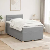 Postelja boxspring z vzmetnico Svetlo siva 120 x 200 cm Blago
