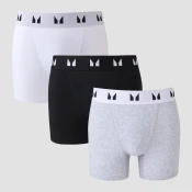 Moške boksarice MP (pakiranje s 3 kosi) – črna/bela/siva - XL