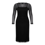 Trendyol Curve Black Tulle Knitted Plus Size Midi Dress