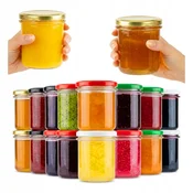 shumee 50x ravnih steklenih kozarcev 350 ml za marmelado, meso, pašteto, konzerve, sveče