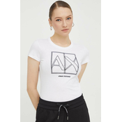 Pamučna majica Armani Exchange za žene, boja: bijela