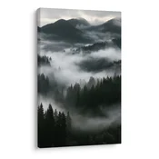 Slika tiha megla v gorskem gozdu - 80x120
