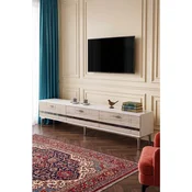 Hanah Home TV komoda Ilay, 180 cm, bela / travertin / srebrna