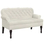 Vidaxl Klop z naslonjalom krem 119,5x64,5x75 cm žamet