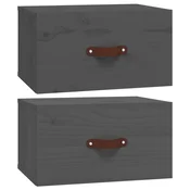 MAISON CHIC Stenski Dvo delni komplet Nočne omarice - Nočne mize siva 40x29,5x22 cm, (21687106)