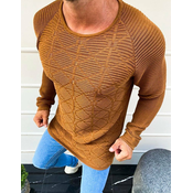 Mens sweater, over head, camel WX1597
