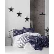 LEssentiel Maison Ranforce posteljina Puanline, 135x200cm, Teget-bela