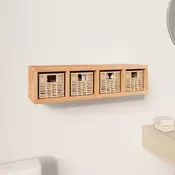 Zidna polica s košarama 62 x 18 x 16 cm od masivnog drva oraha