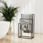 Samostojeci stalak za rucnike crni 48 x 24 x 79 cm željezni