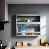Homestyle4U Stenska polica, 63,6x60x15,5 cm, siva
