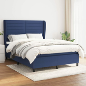 Greatstore Box spring postelja z vzmetnico modra 140x200 cm blago