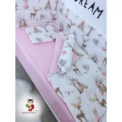 Bubamara037 Set posteljine za krevetac sa ravnom ogradicom, Roze