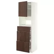 METOD / MAXIMERA Visoki element za ugradne uredaje, bela/Sinarp smeda, 60x60x200 cm