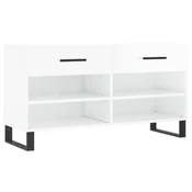 Vidaxl Regal za čevlje visok sijaj bel 102x35x55 cm inženirski les