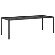 vidaXL vrtna jedilna miza črna 250x100x75 cm poli ratan