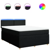 Vidaxl Box spring postelja z vzmetnico črna 160x200 cm blago