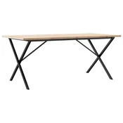 Vidaxl Jedilna miza X okvir 180x90x75,5 cm trdna borovina jeklo
