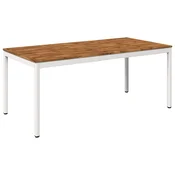 vidaXL Vrtnna jedilna miza Naravna in bela 147 x 88,5 x 75 cm