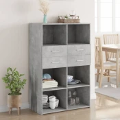 vidaXL Visoka omara betonsko siva 80x42,5x124 cm inženirski les